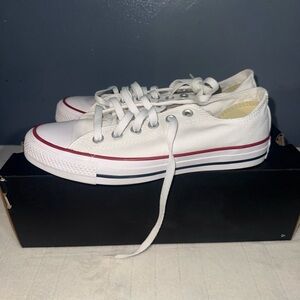 Stylish White and Red Canvas Sneakers